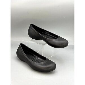 Crocs At Work Ballet Flats Womens US 8 Black Iconic Comfort Casual Slip On Shoes